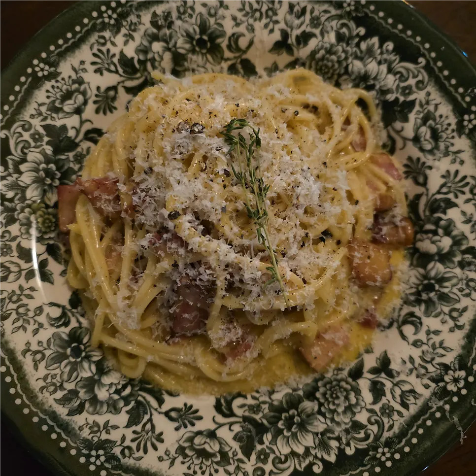 A plate of classic carbonara at Nonchalant Lounge