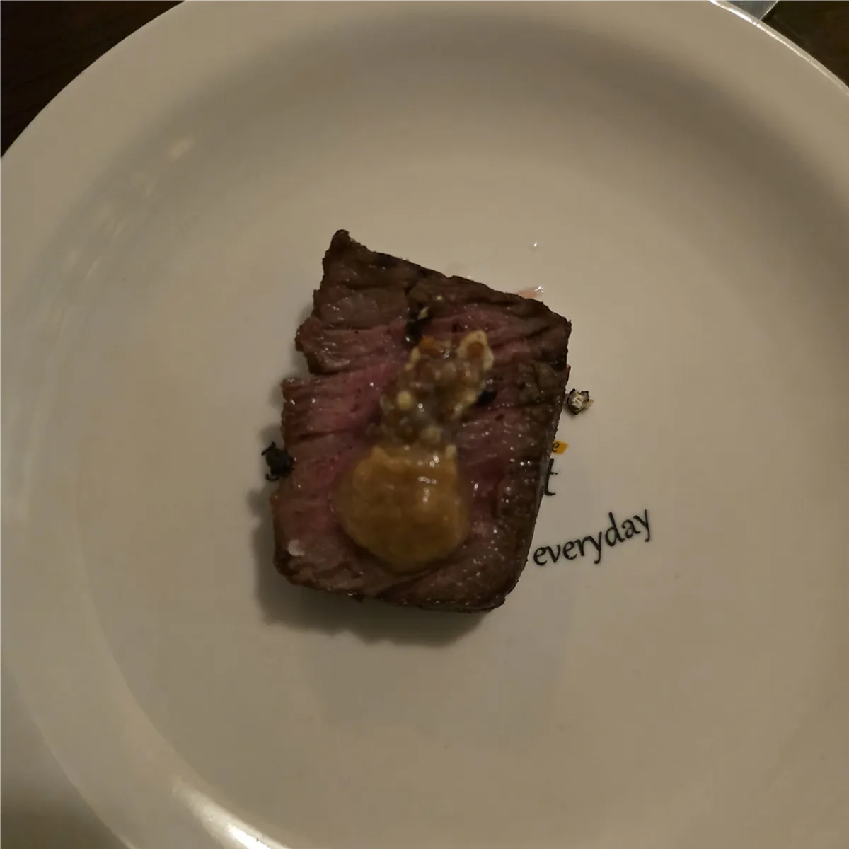 Chuck flap steak paired with Maldon salt and butter galbi sauce