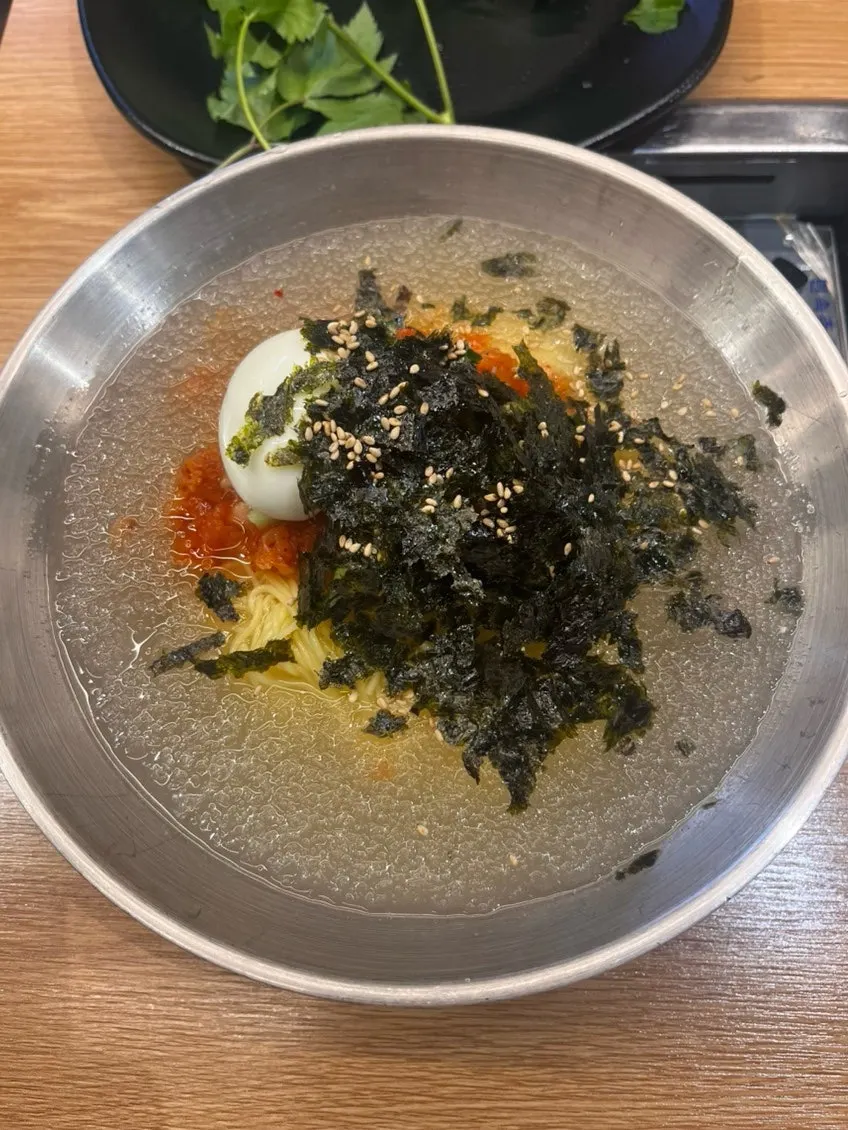 Kimchi noodle soup ordered to finish the meal