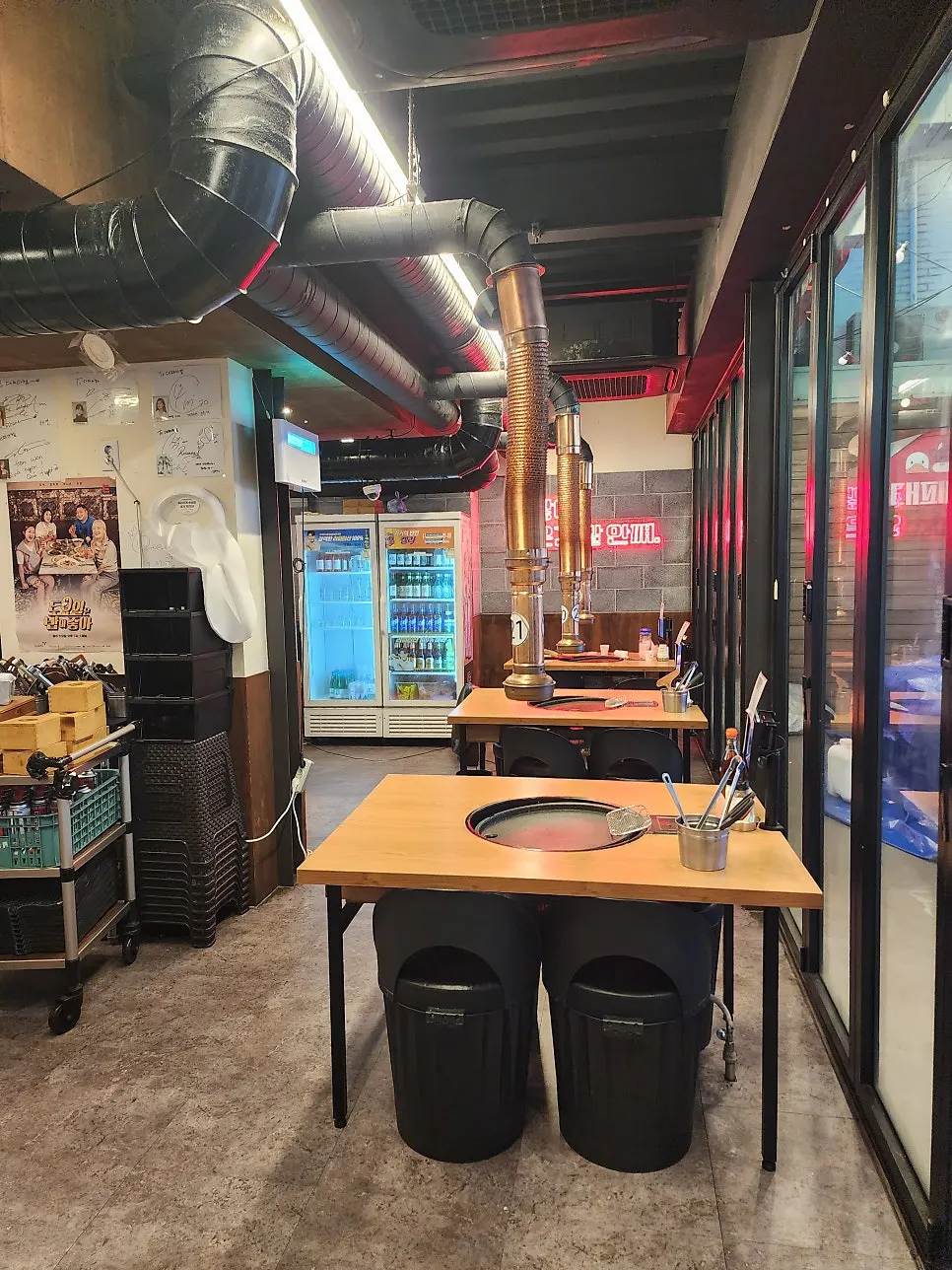 Spaciously arranged restaurant tables