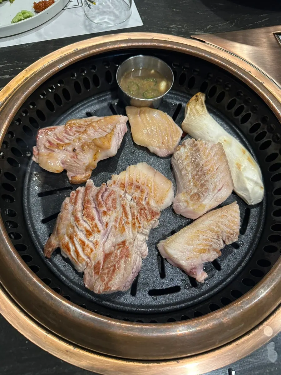 Jeju black pork on the grill