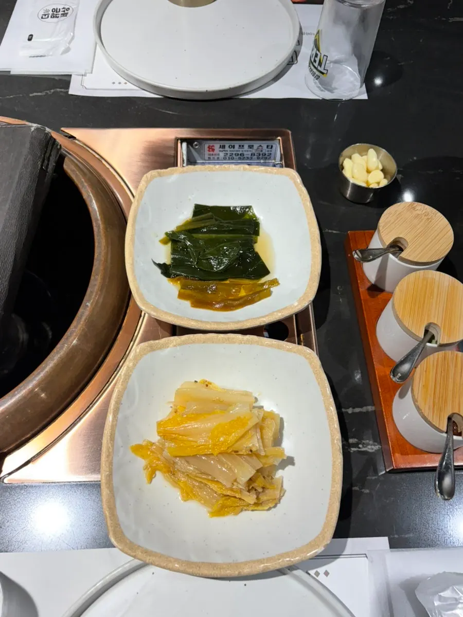 Table spread with the basic side dishes