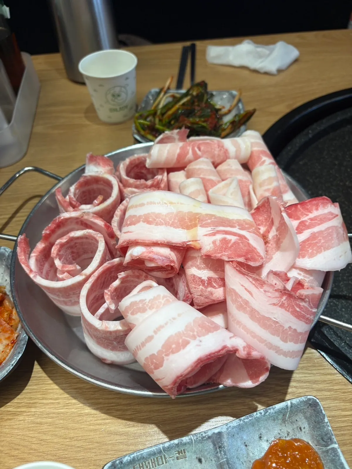 Dry-aged pork belly, flower pork belly, and thin-sliced pork belly