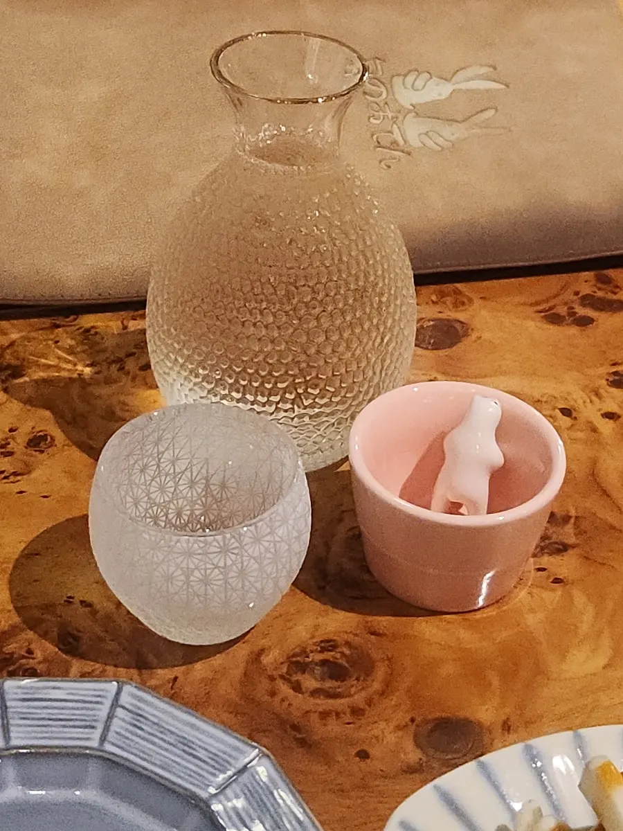 Table with sake poured and ready