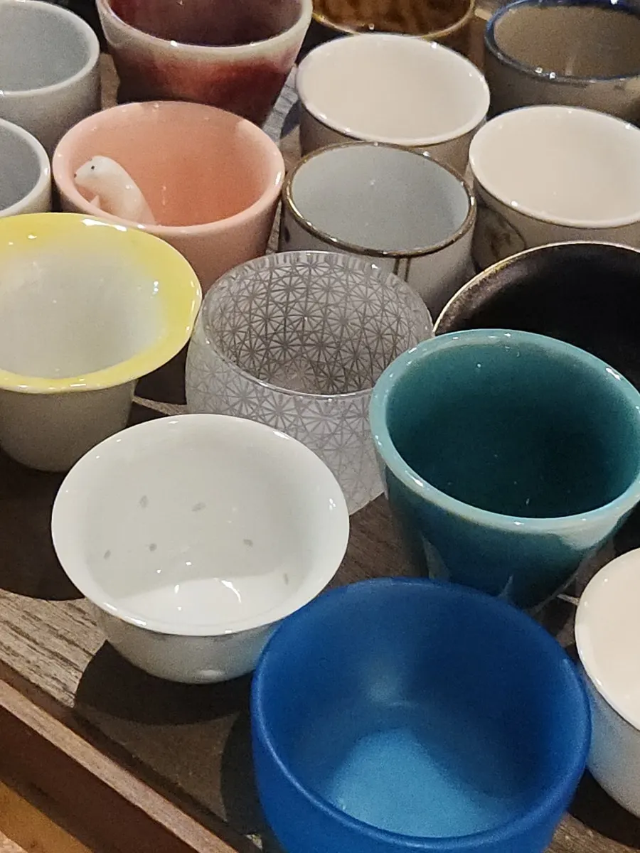 Sake poured into a self-chosen cup