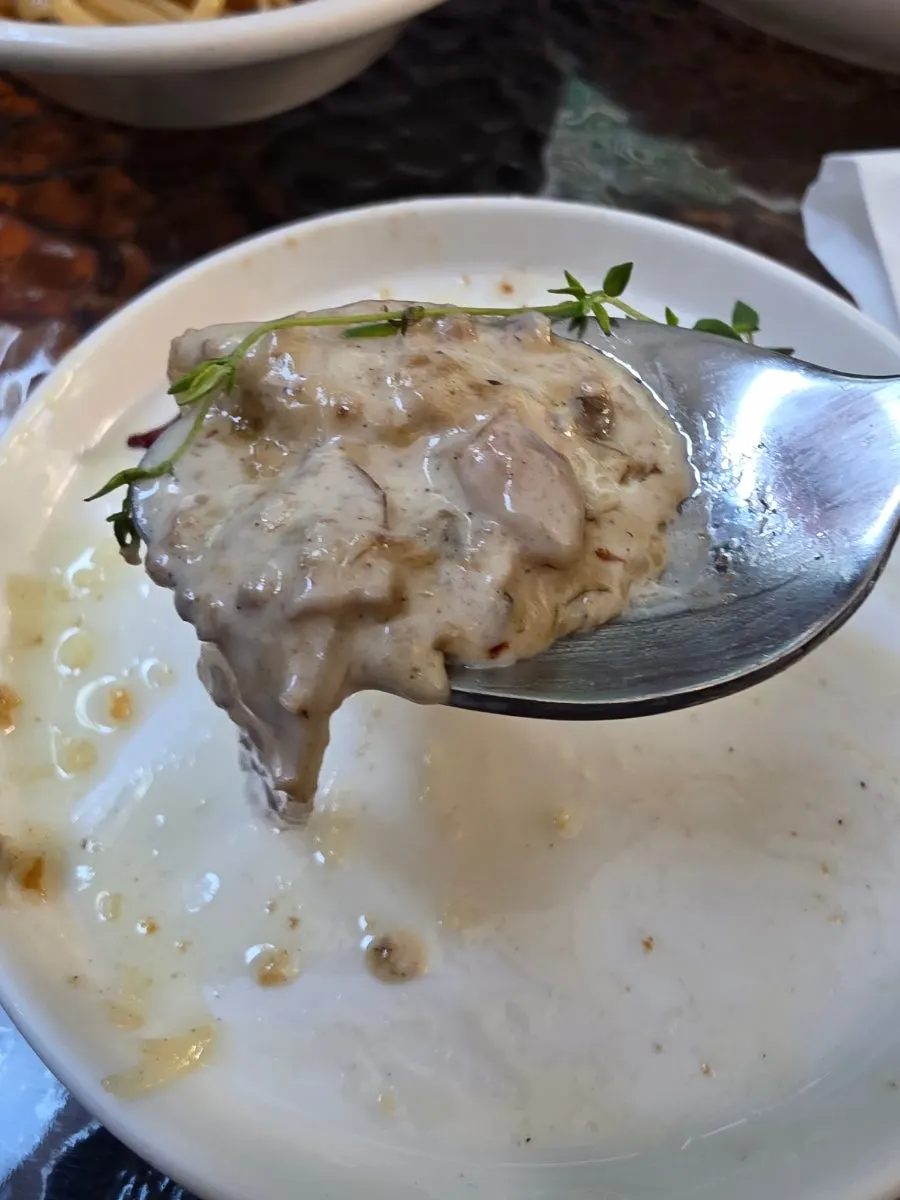 Handmade gnocchi tossed in truffle cream sauce