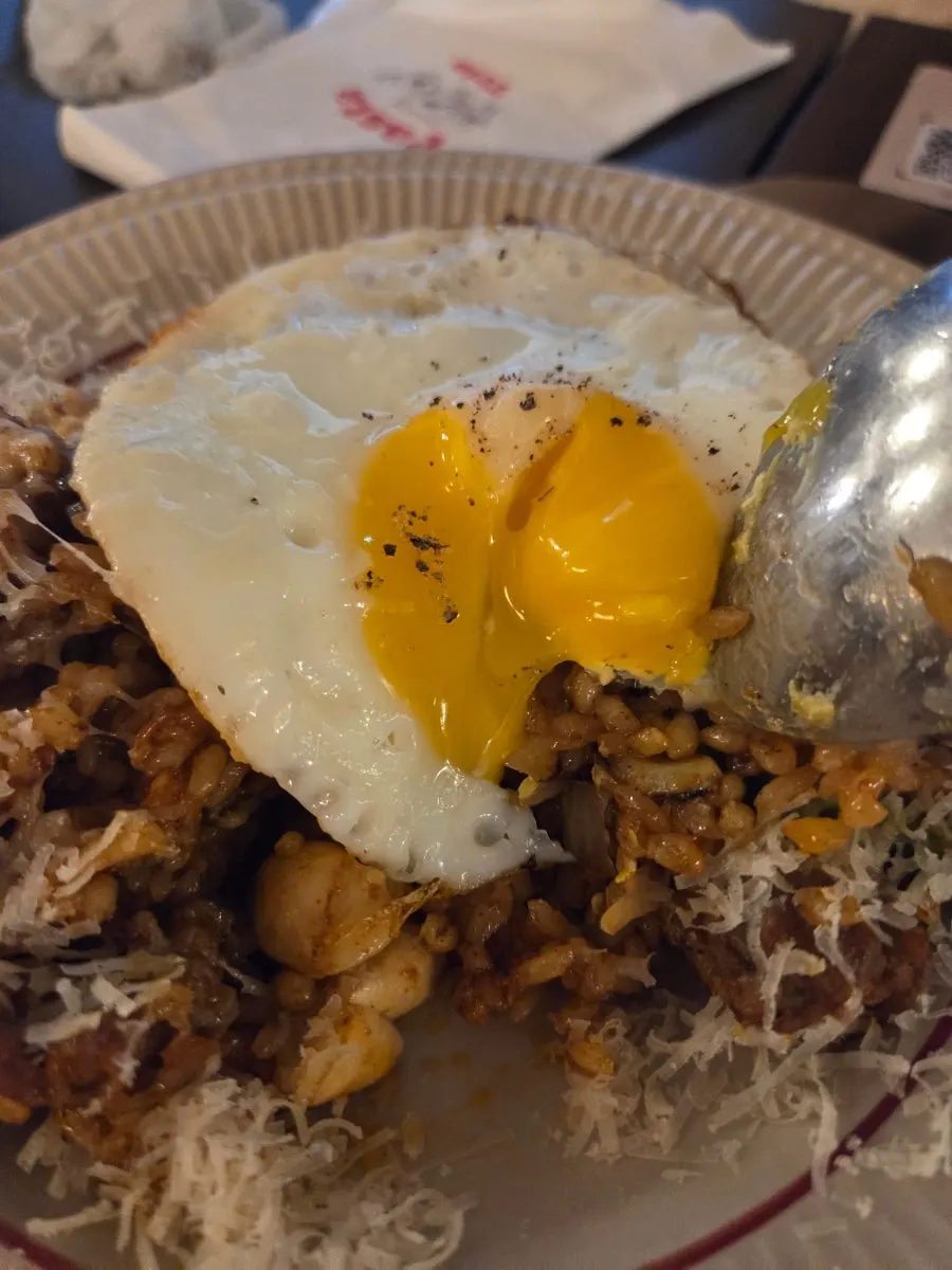 Spoonful of beef brisket pilaf