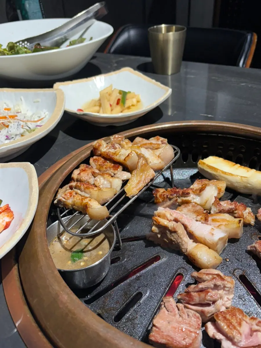 Black pork dipped in myeoljeot sauce