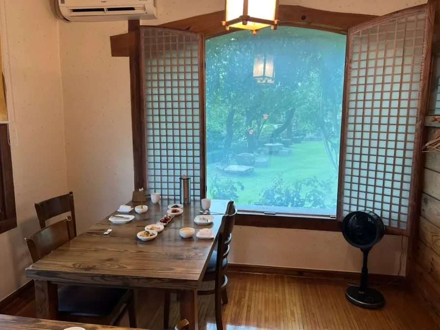 Interior of the reserved private room with table setting