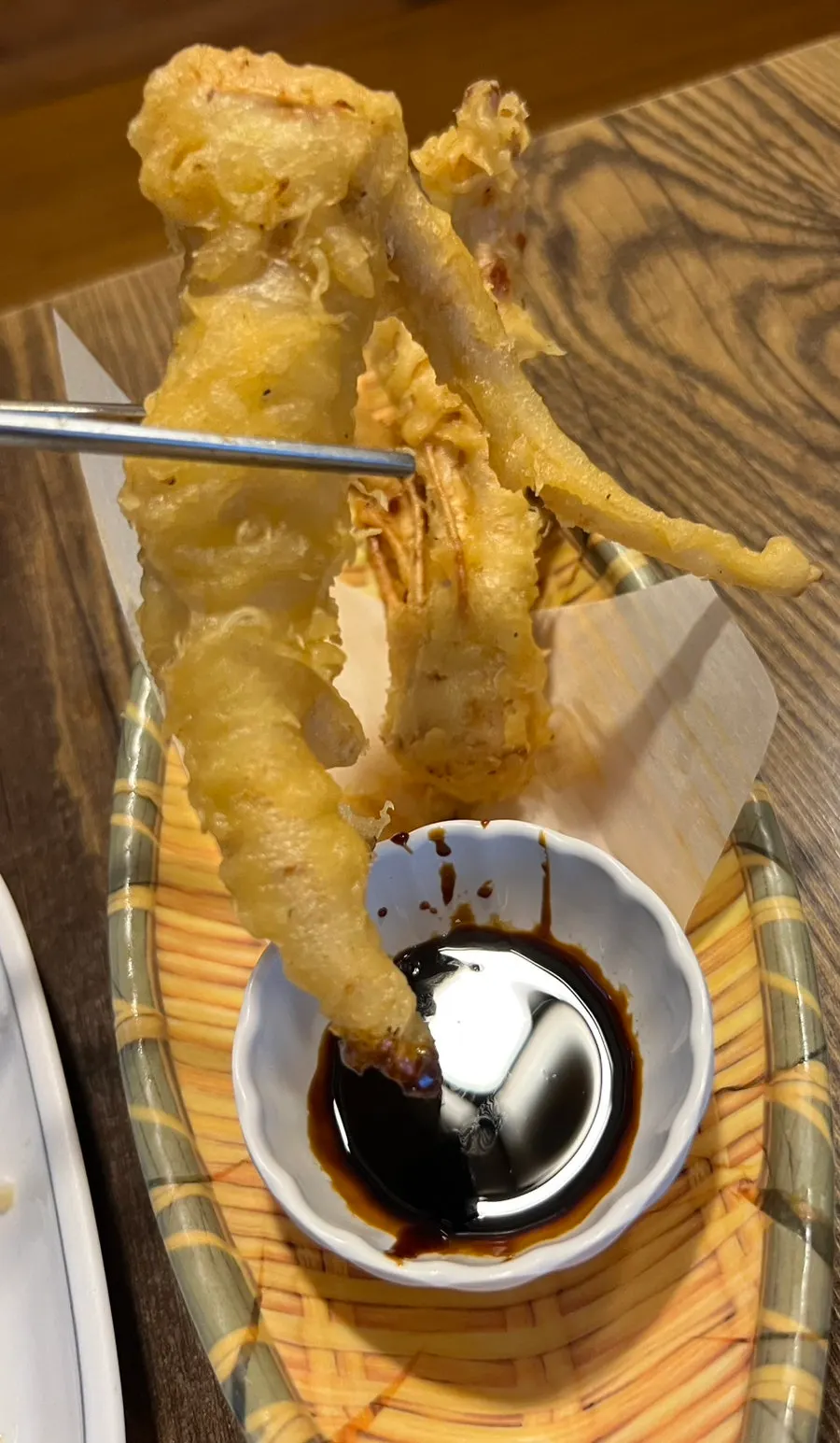 Soy-marinated shrimp with peeled shells