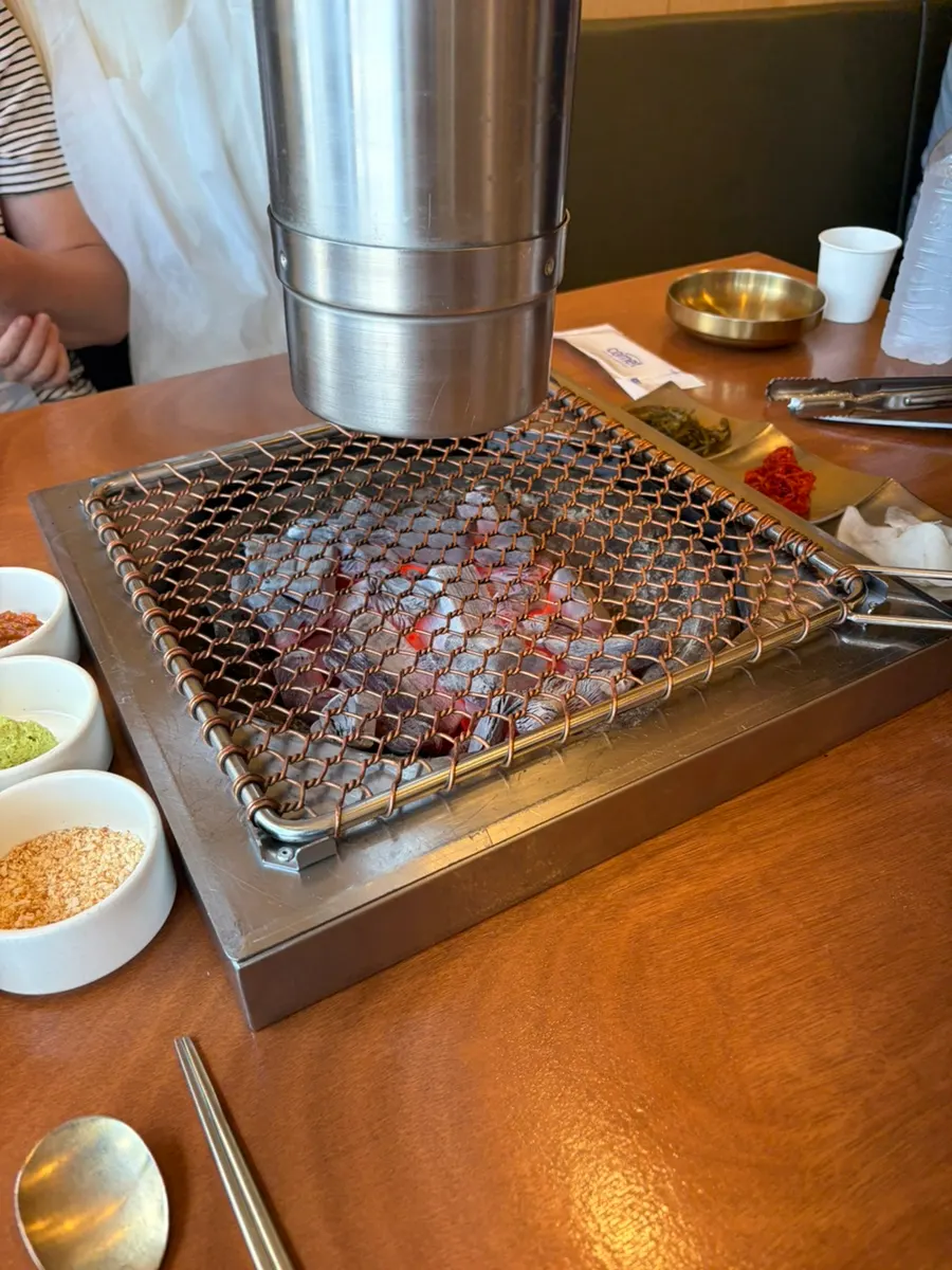 Charcoal grill set on the table