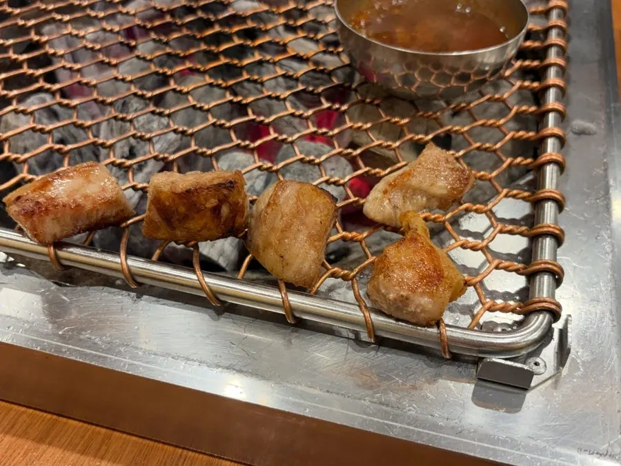 Golden-browned black pork meat
