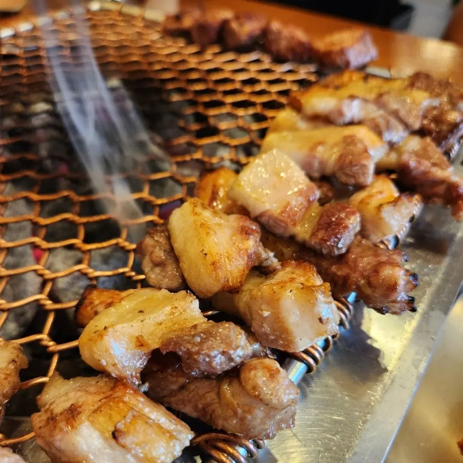 A juicy piece of grilled black pork