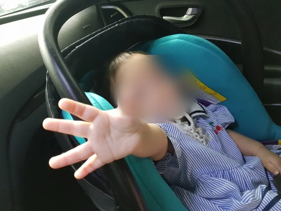 サングラスを欲しがる幼い弟の様子