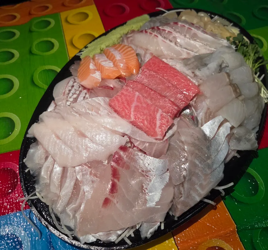 Premium mixed sashimi arranged on a platter