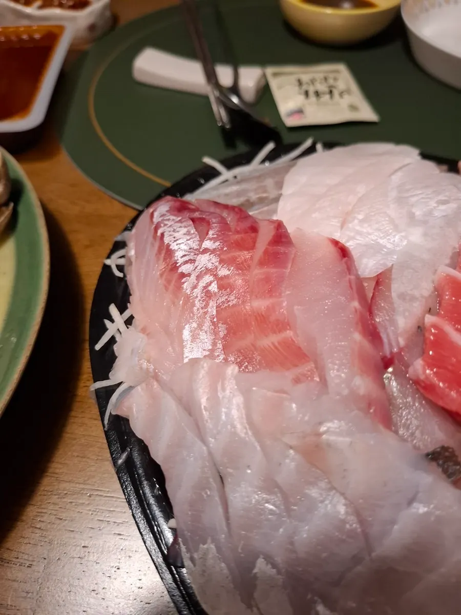 Seabass sashimi and wrap ingredients set up
