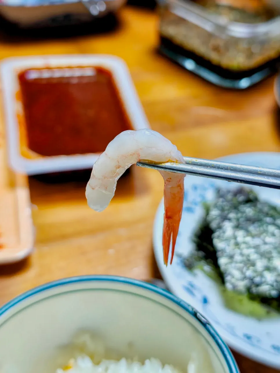 Sweet shrimp received as a review-event service item