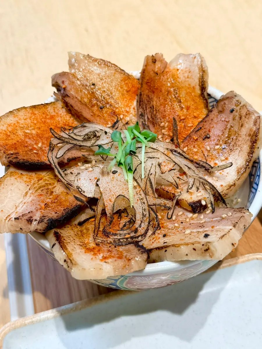 Full spread of the sous vide chashu-don set