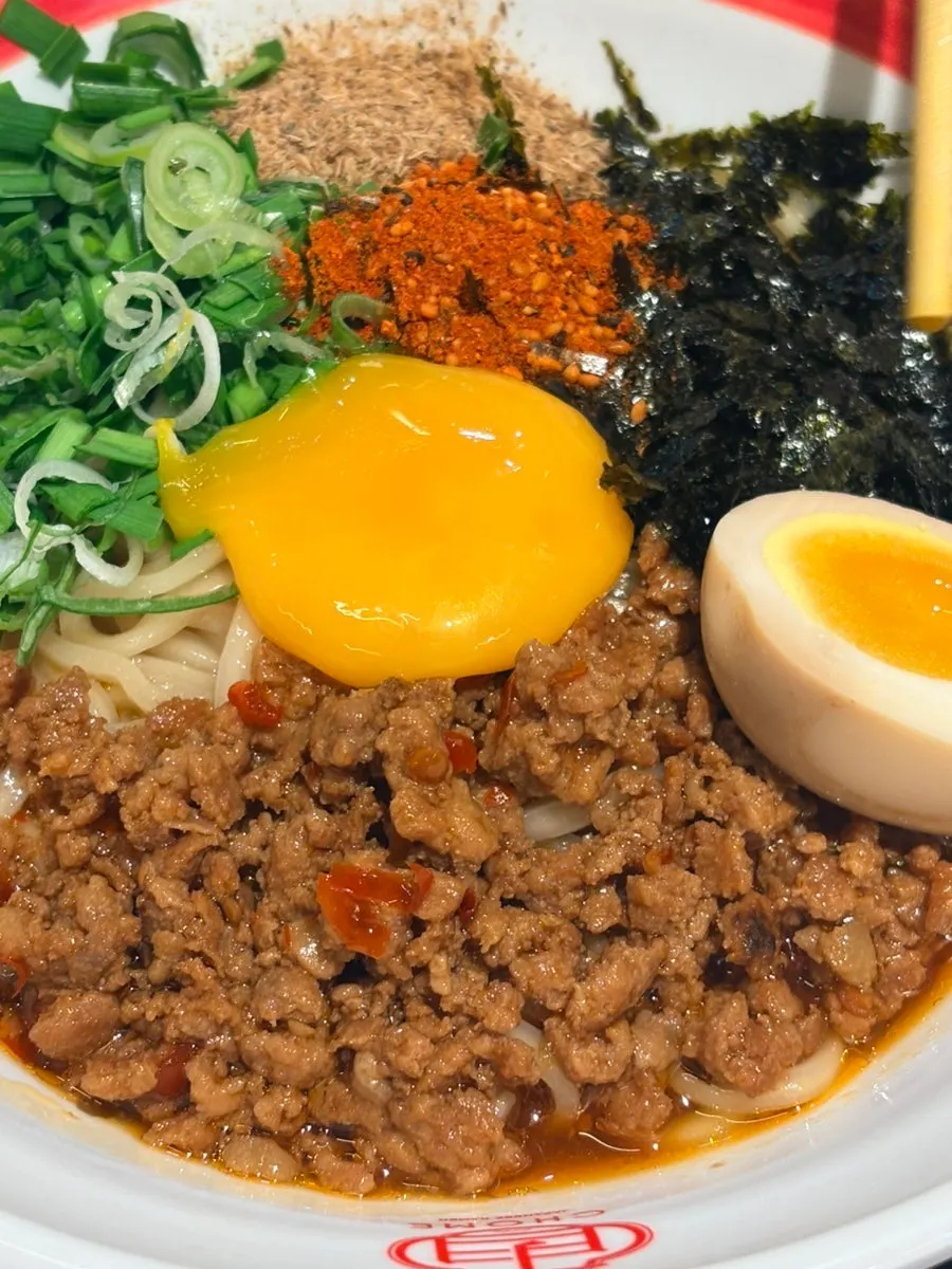 Mazemen, ramen, and futomaki combination
