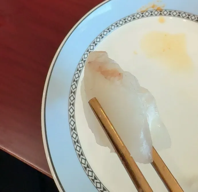 Sashimi selection including croaker swim bladder