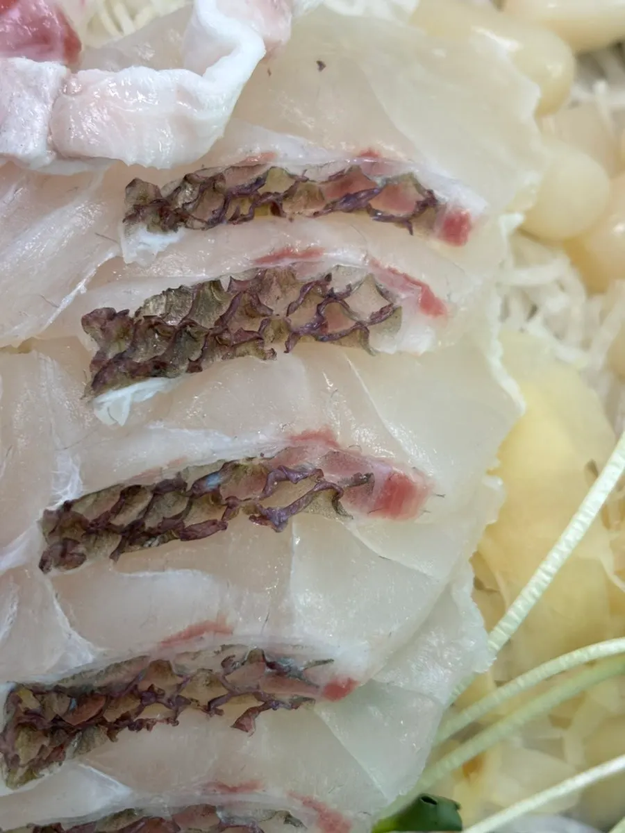 Croaker sashimi in the takeaway platter