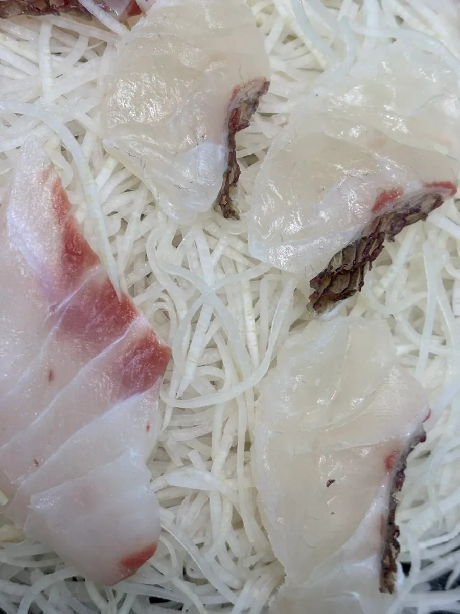 Generous portion of assorted croaker sashimi