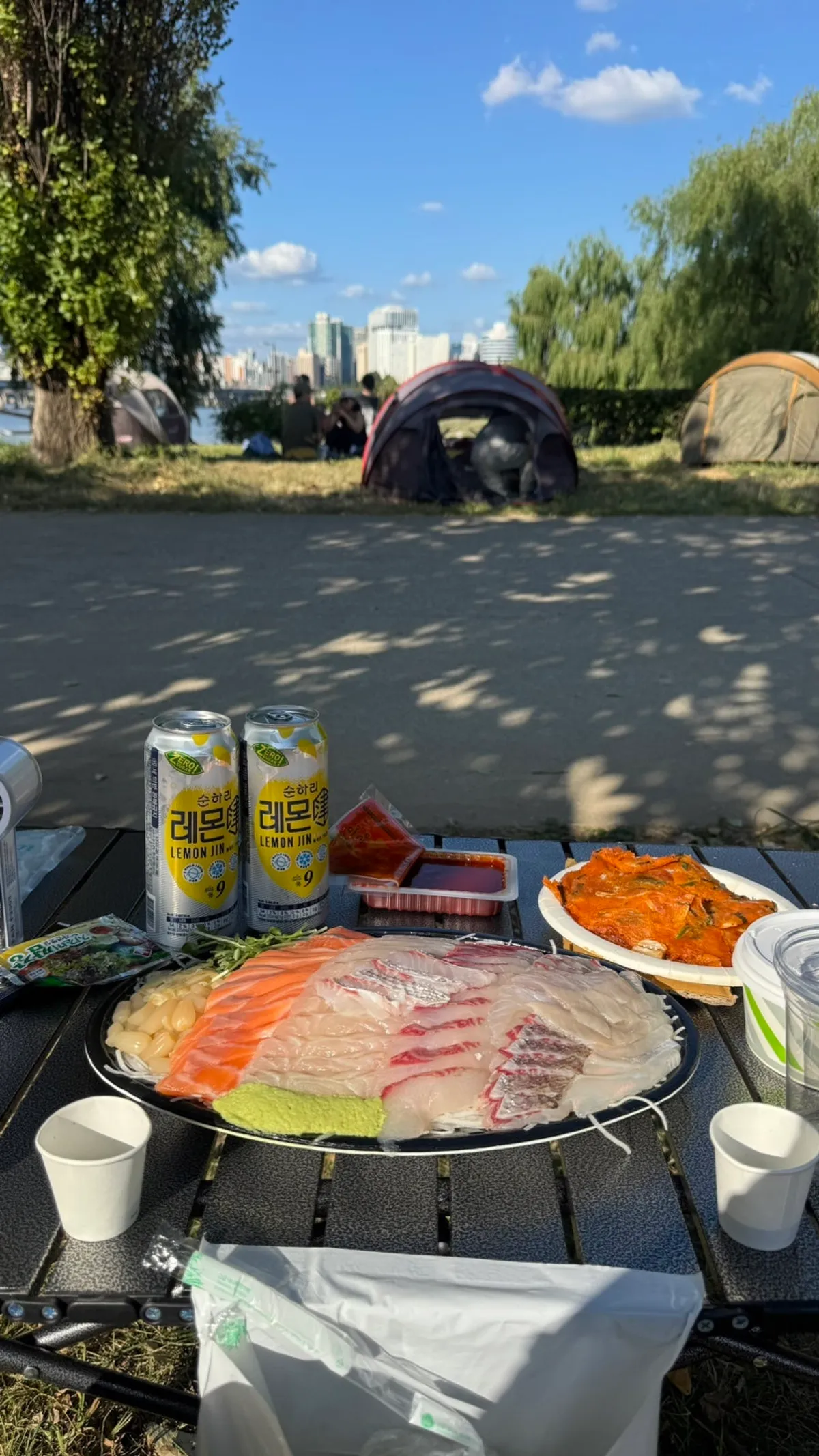 광어 참돔 숭어 연어가 담긴 모듬회 중자