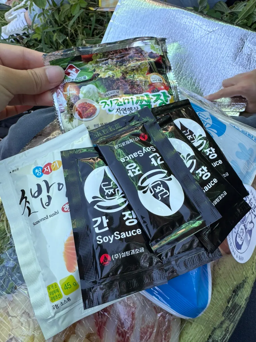 개별 포장된 간장 초장 생와사비 쌈장