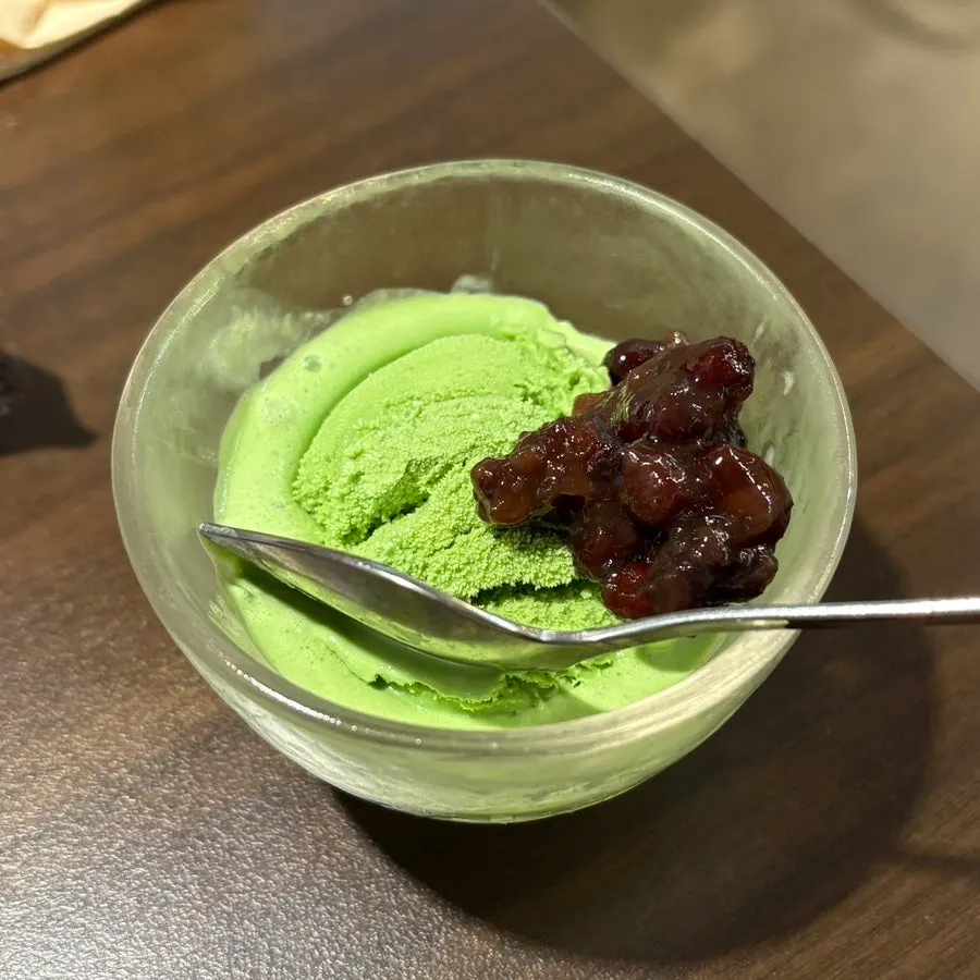 Ice cream served after the meal