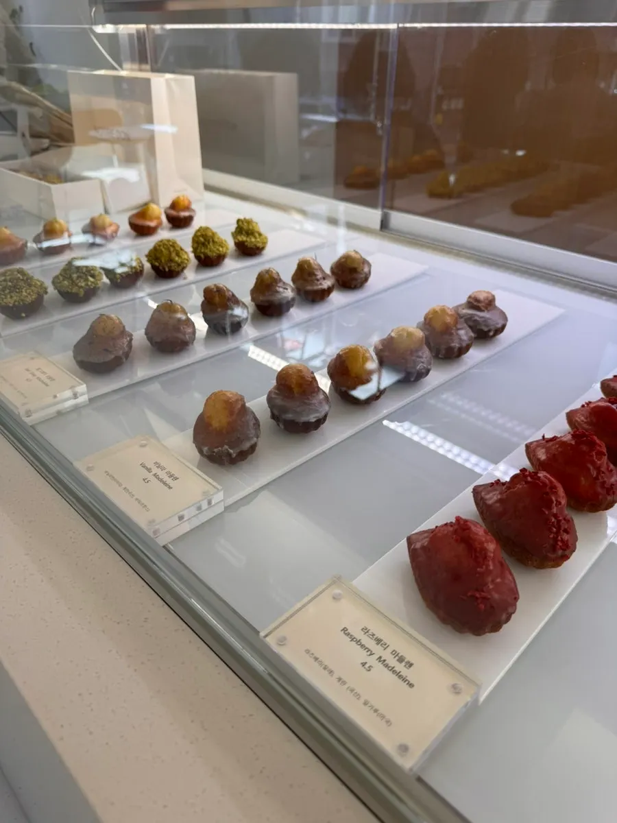 Display case of baked goods