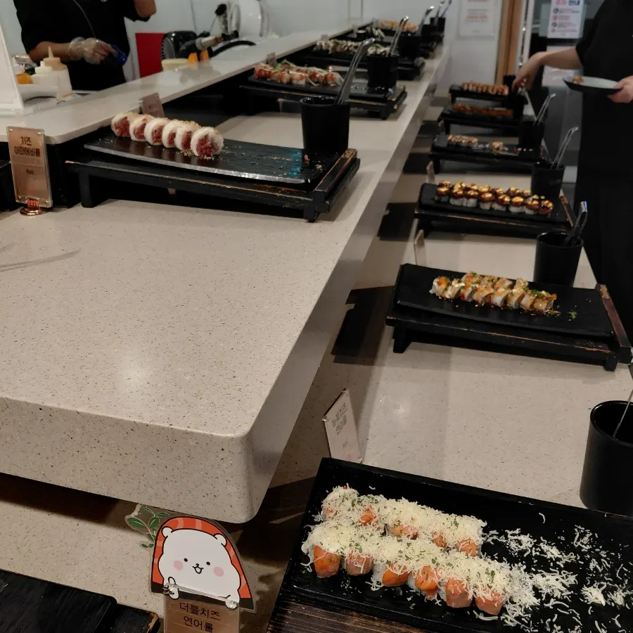 Sushi selection at the buffet corner