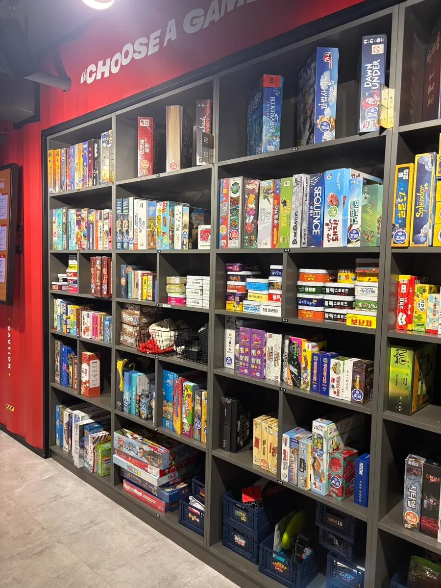 Entrance and interior of Hero Board Game Cafe in Nowon
