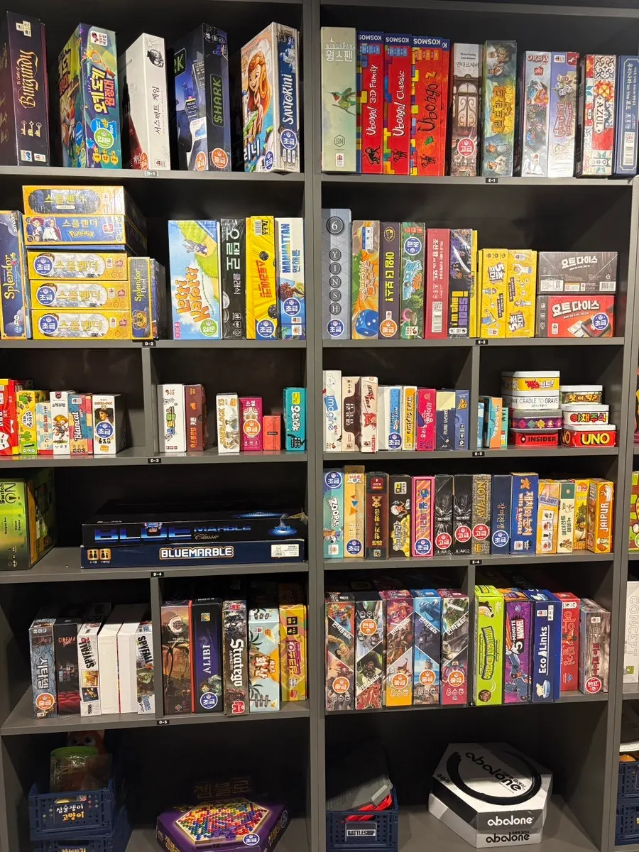 Interior of Hero Board Game Cafe lined with board games