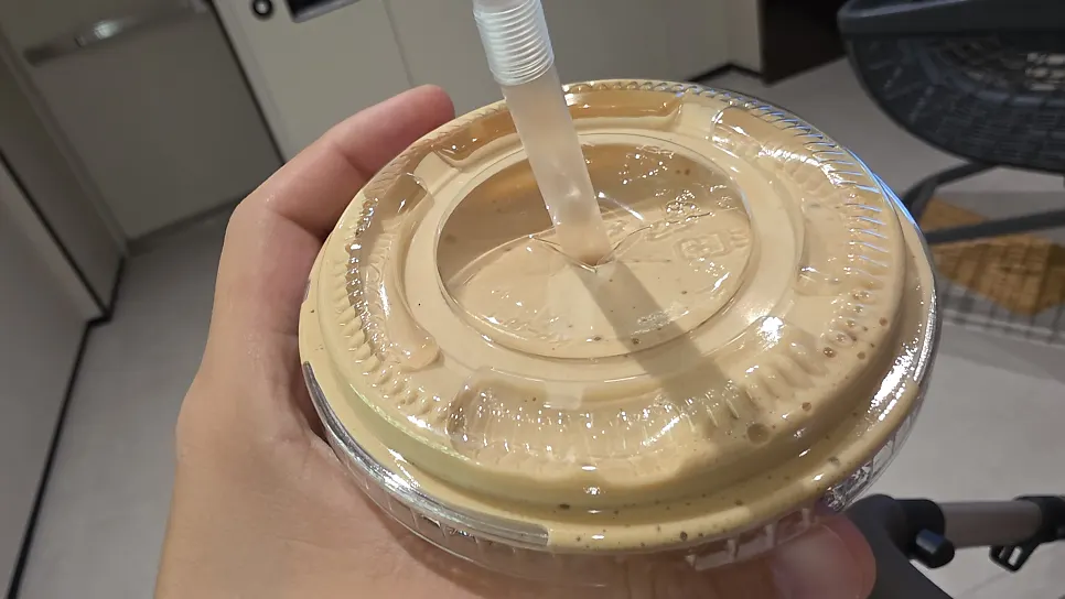 Coconut coffee and blueberry yogurt order