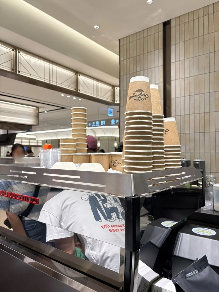 Coffee enjoyed while shopping at Lotte Department Store