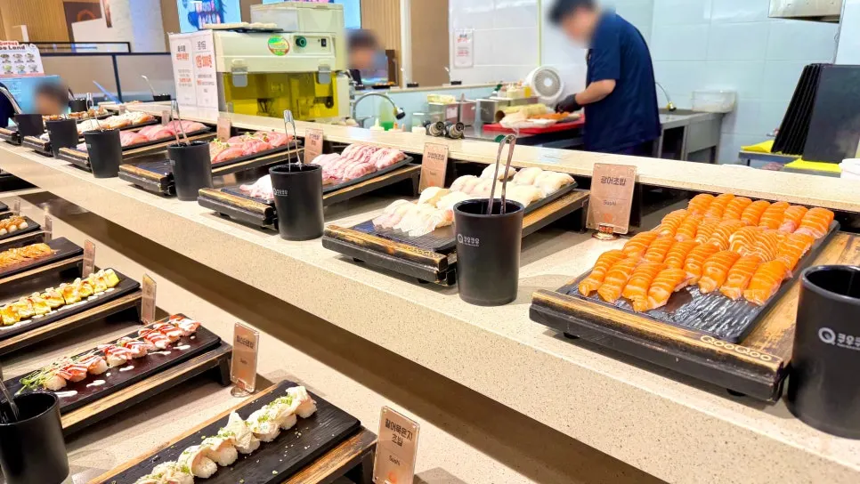 Plate of flounder sushi and salmon sushi