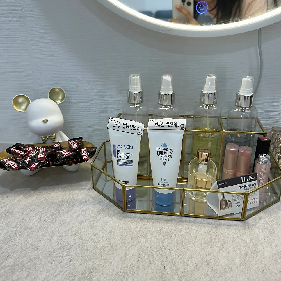 Close-up of dress line care products