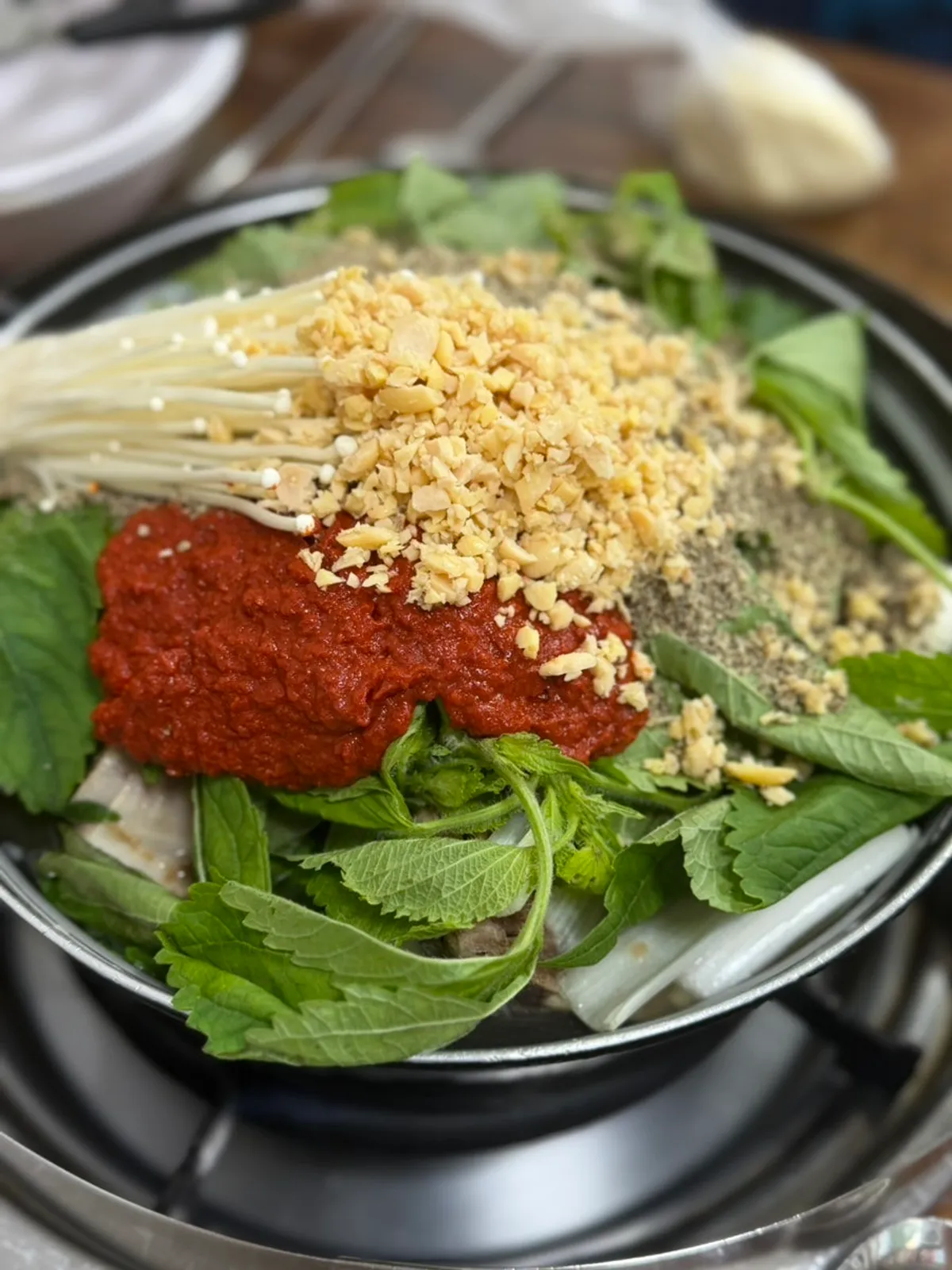 Kimchi side dish served with gamjatang