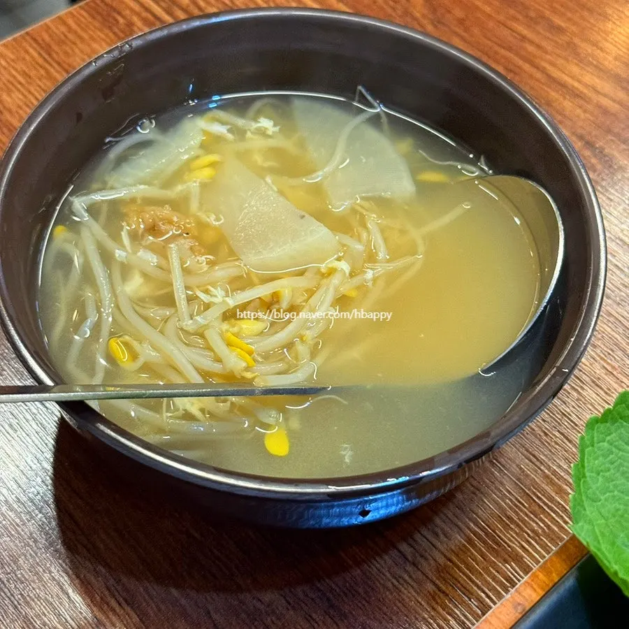 Complimentary dried pollock bean sprout soup