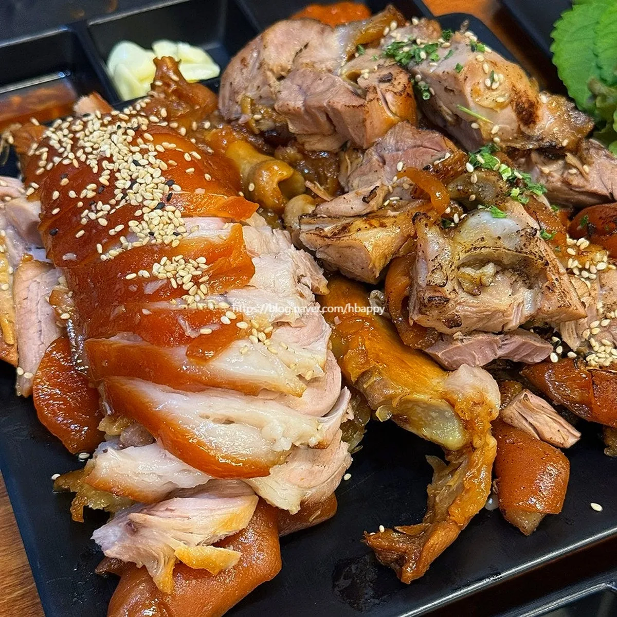 Generous jokbal half-and-half platter