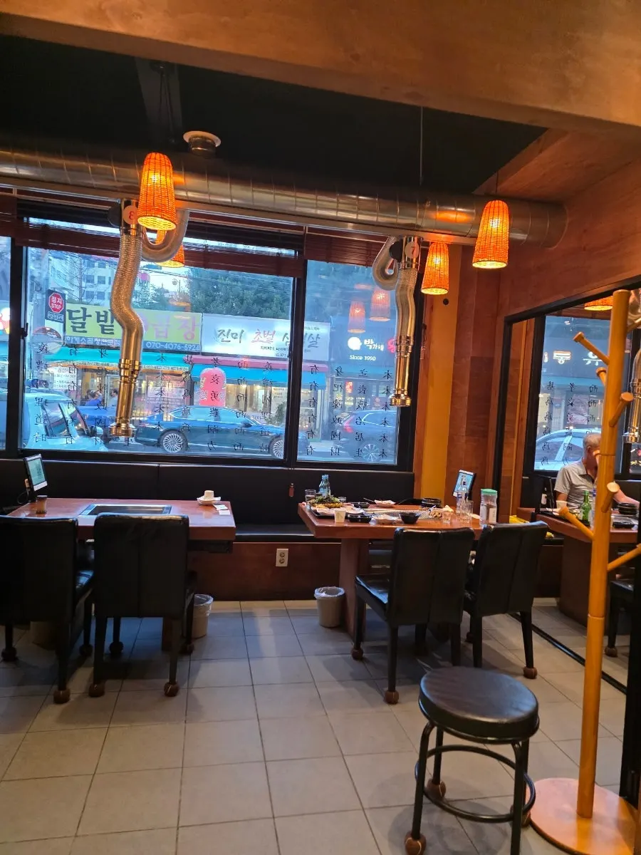 Interior of the restaurant with wide tables