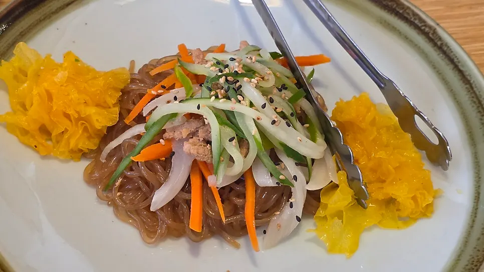 Well-seasoned plate of japchae