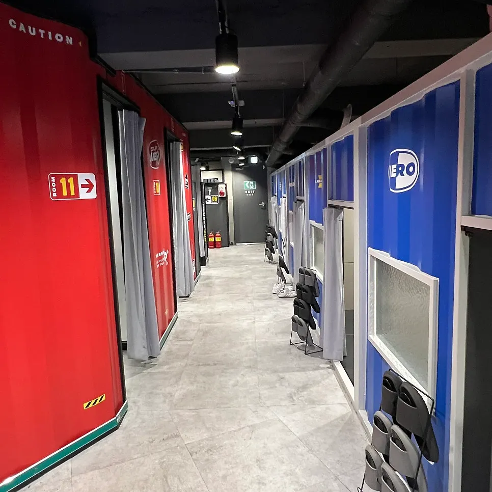 Nintendo console set up in the floor-seating booth