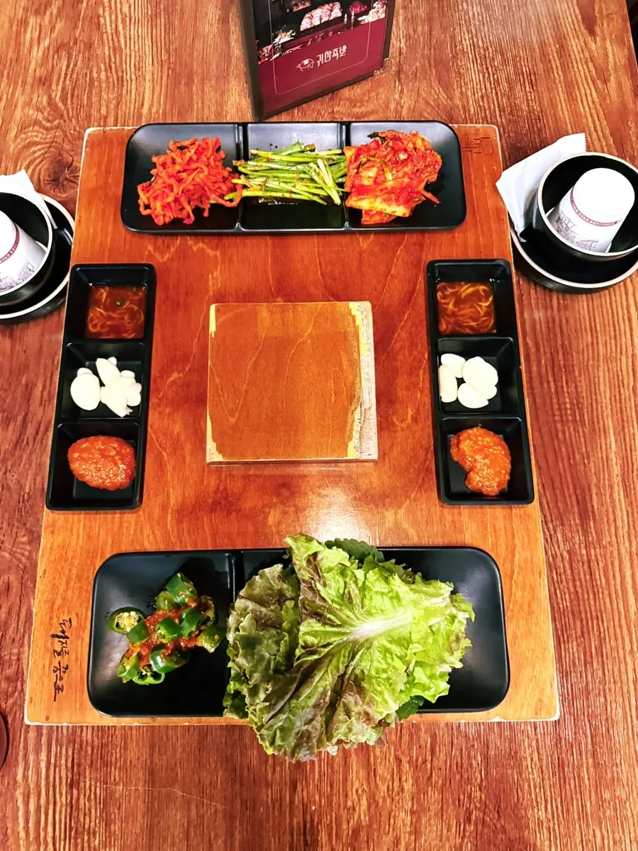 Table laid out with basic side dishes