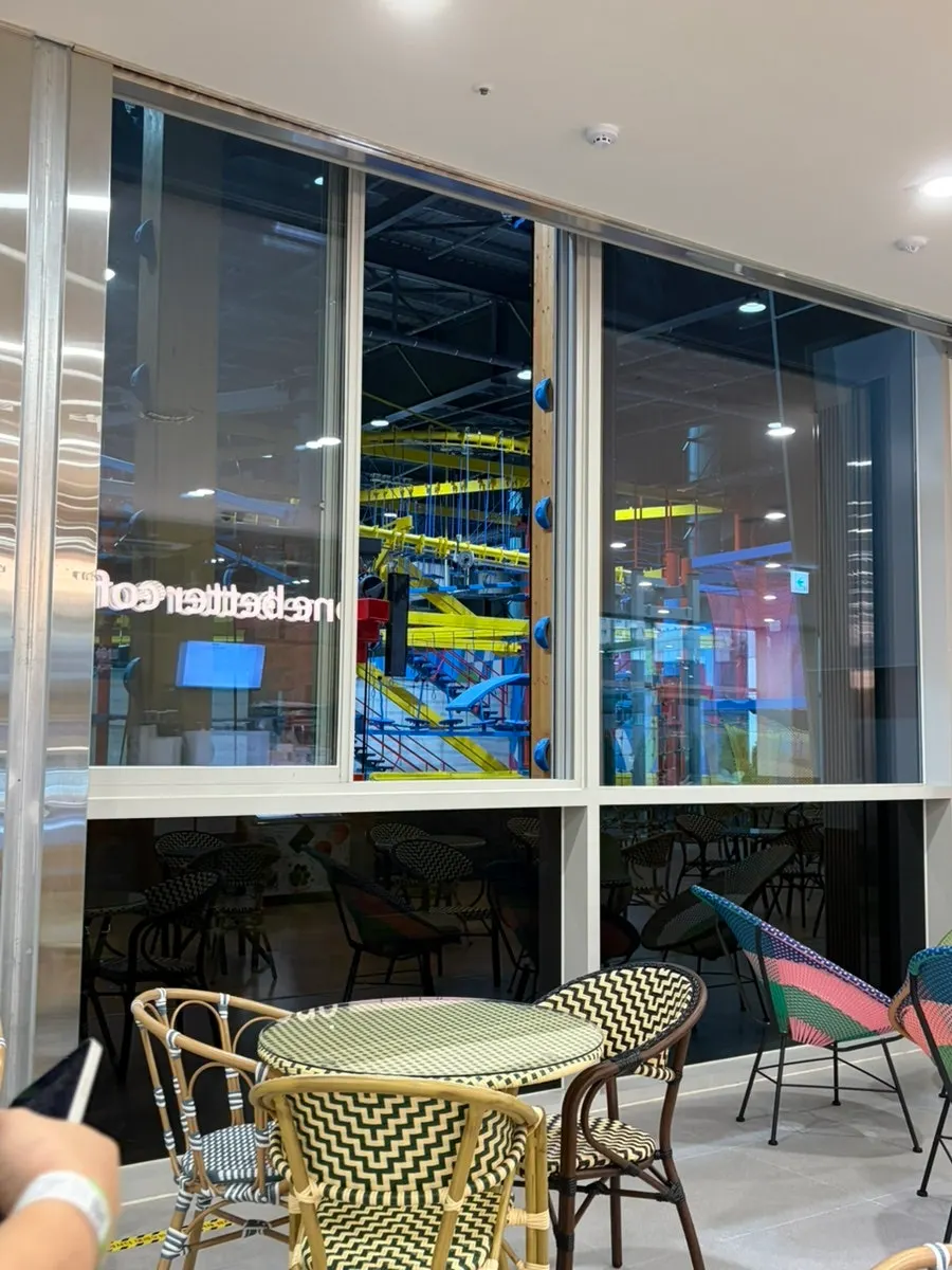 Café area overlooking the activity space