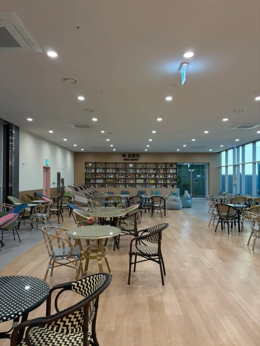 Drinks and baked goods on display at Jump's 2nd floor café