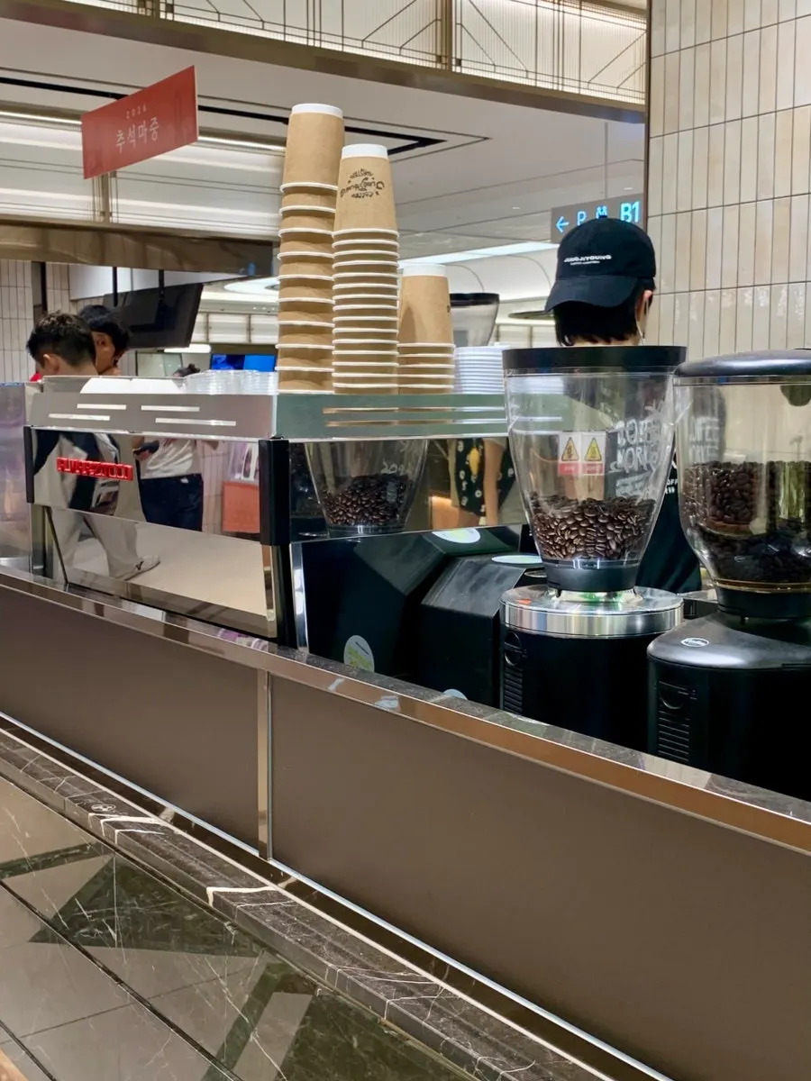 Open-layout coffee bar counter