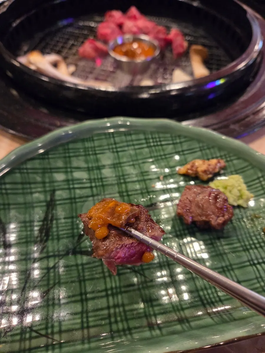 A thick piece of grilled short rib