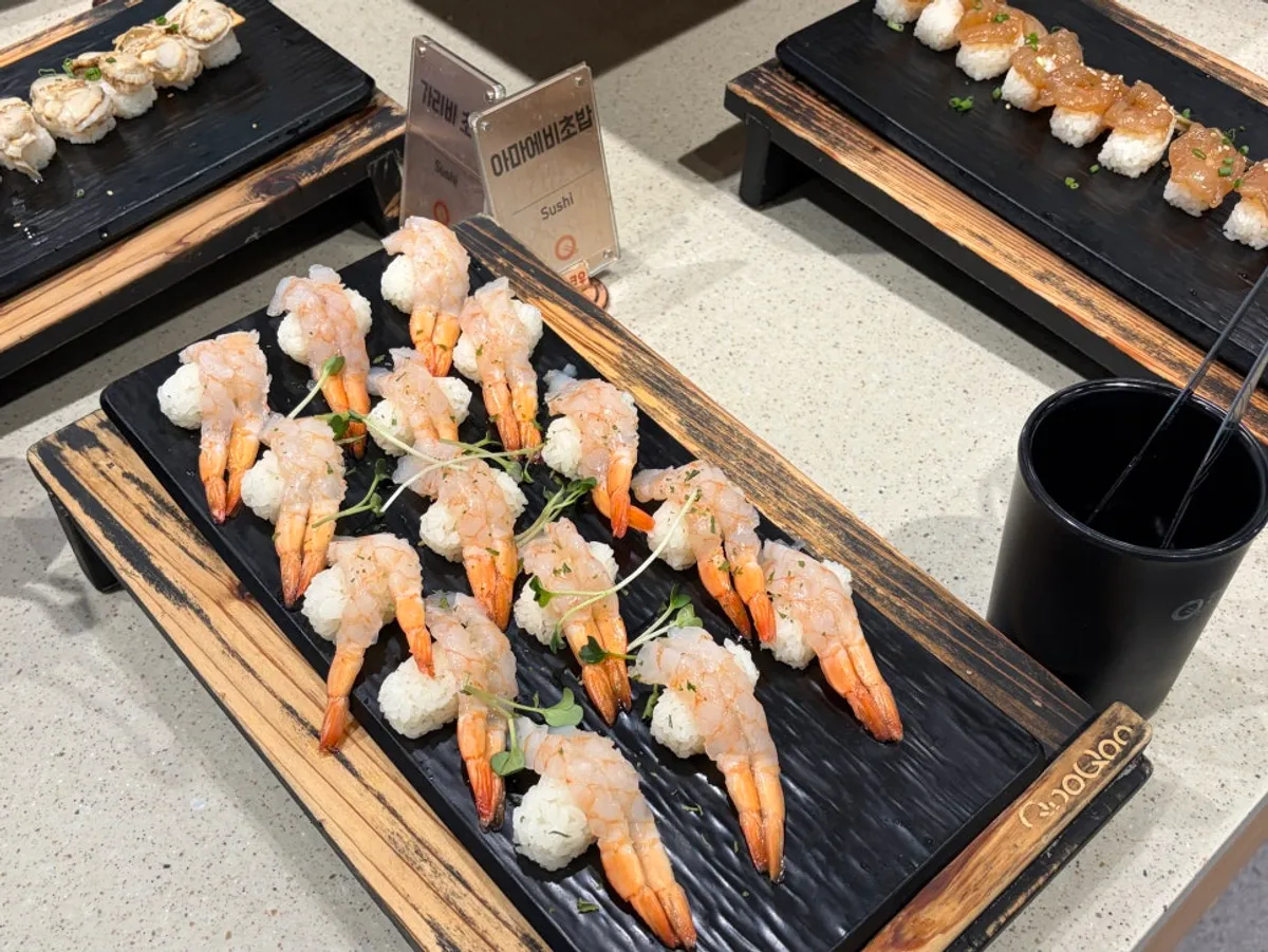 Upgraded, larger halibut sushi and salmon sushi