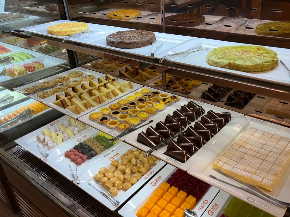 Chocolate cake at the dessert counter